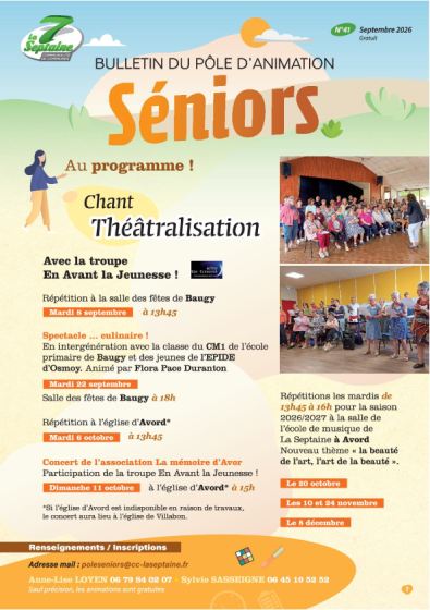 Bulletin du Pôle d'Animation Seniors - septembre 2026